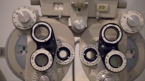 Close up of a phoropter in a optician studio Stock Footage 56576589