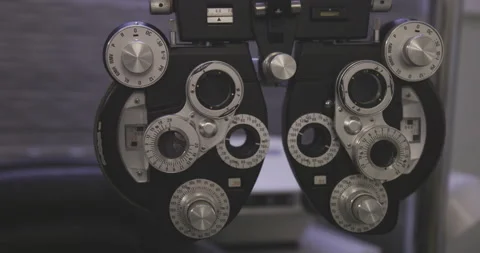 Close up of phoroptero ophthalmic machine Stock Footage 239664579