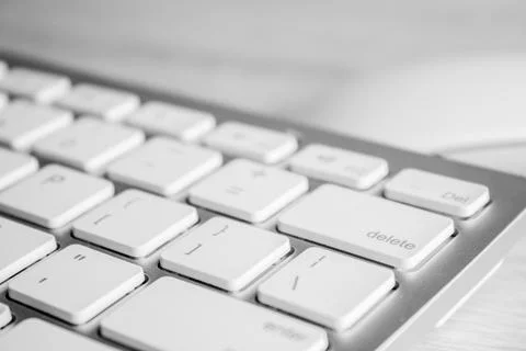 Close up photo focus on 'delete' on keybroad. Stock Photos