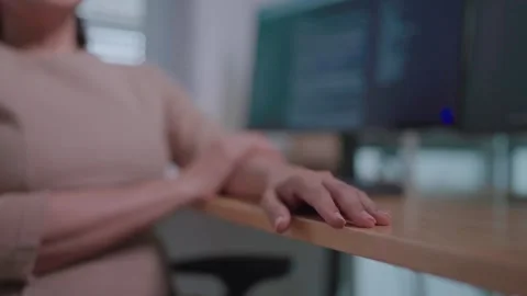 Close-up photo of freedom coding, discouraged, bored with computer technology Stock Footage 270288375