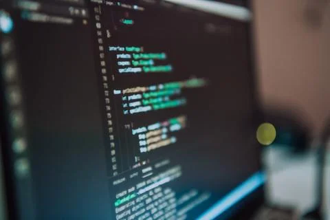 Close-up photo of programming language code Stockfoto's