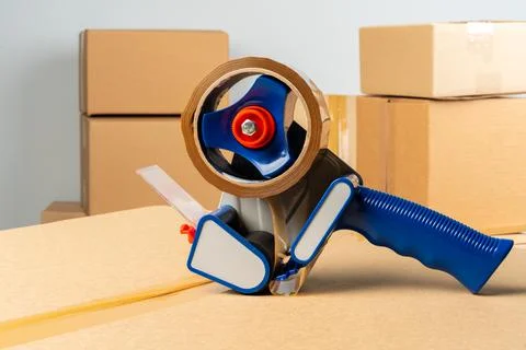 Close up photo of a stack of moving boxes Stock Photos