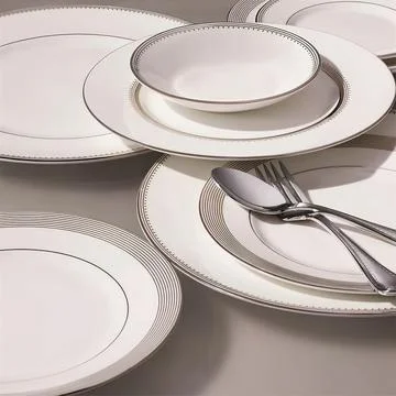 Close up photo of white empty plates Stock Photos