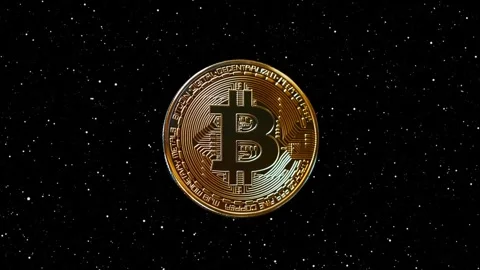 Close Up Of Physical Bitcoin Cryptocurrency Going To The Moon Stock Footage 266893102