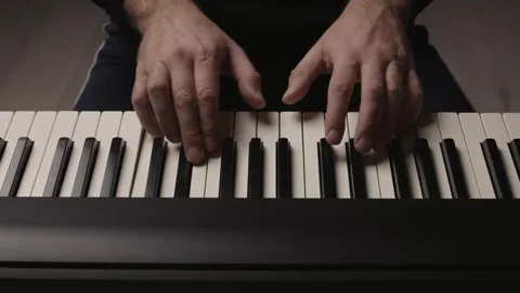 Close-Up of Pianist Playing Electronic Keyboard Stock Footage 342237987