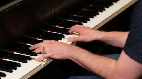 Close Up of Pianist in Recording Studio Stock Footage 258069030