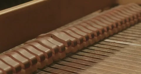 Close-Up of Piano Keys and Internal Mechanism Moving During Performance Stock-Footage 323837436