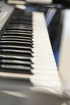 Close-Up of Piano Keys with Soft Focus and Shallow Depth of Field Stock Photos