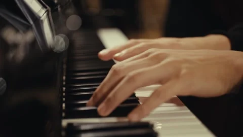 Close-up of piano playing and strings beating Video stock 319542927