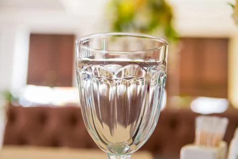 Close up picture of empty glass in restaurant Stock Photos