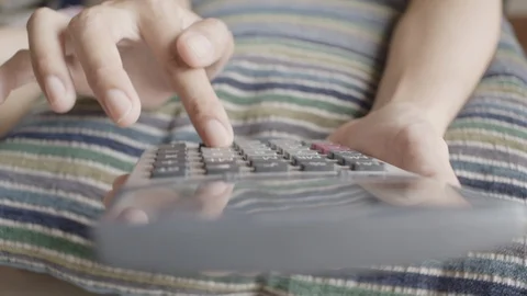 Close up picture of hand using calculator Stock Footage 111401984