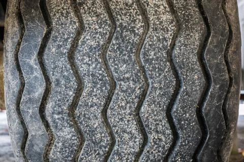 Close up picture of tractor tire at the country side Stock Photos