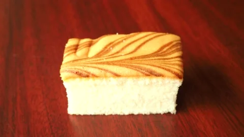 Close up a piece of cake, fly’s eye view. Stock Footage 201233859