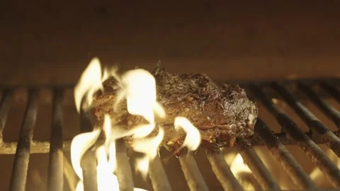 Close-up of a piece of steak being grilled. Stock Footage 236901450