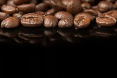 Close up pile of Coffee beans Stock Photos