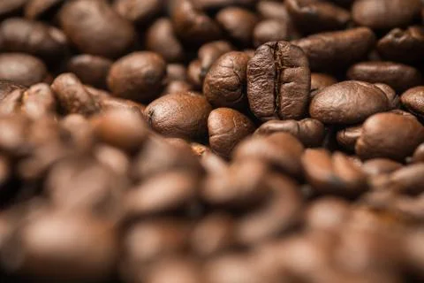 Close up pile of Coffee beans Stock Photos
