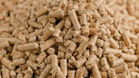 Close up pile of compressed wood pellets for use as an eco friendly renewab.. Stock Footage 272787023