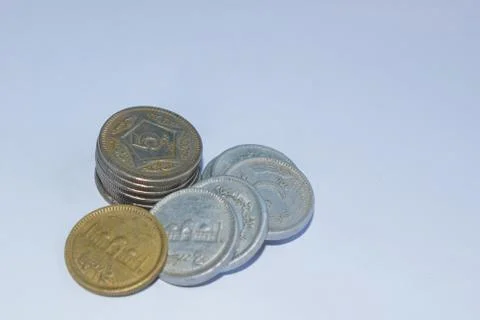 Close up of pile of pakistani five rupee coins Stock Photos