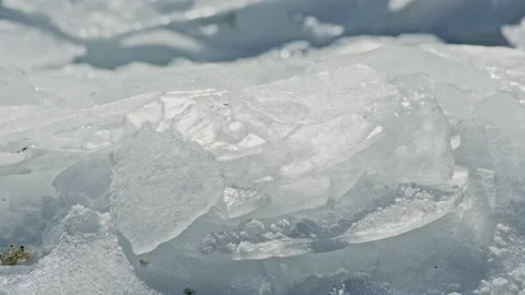 Close-up of Piled Ice Chunks on Frozen Sea Stock Footage 326383023