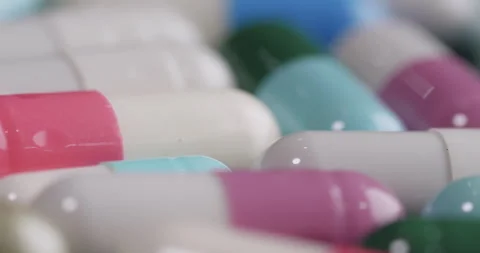 Close up of pill capsule pack., Dolly shot Stock Footage 338314748