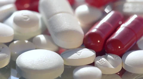 Close up with pills rotating Stock Footage 34280690