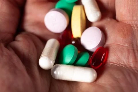 Close up of pills on table Stock Photos