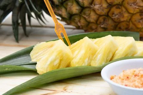 Close-up pineapple slice Stock Photos