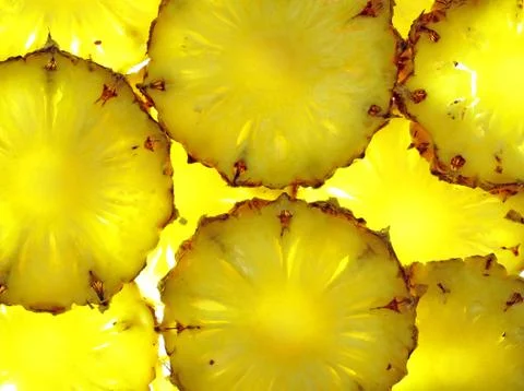 Close up of pineapple slice on white background Stock Photos
