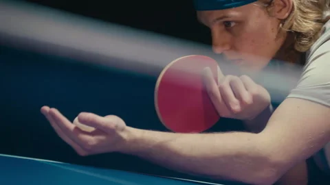 Close up of a ping pong player ready to serve Stock Footage 279236315