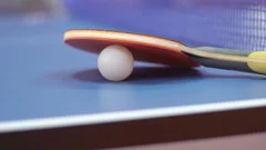 3D animation Ping pong game on blue back, Stock Video