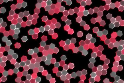 Close-up of pink and gray hexagon sequins on black background Stock Illustration