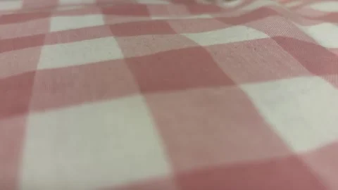 Close-Up of Pink and White Checkered Cotton Fabric Pattern Vídeos de archivo 333222706