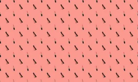 Close-up of a pink background with black nail polish bottles pattern Stock Illustration