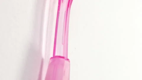 Close-up of pink cleaning brush Stock Footage 300931432
