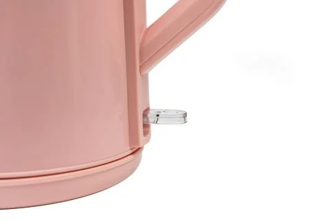Close-up of pink kettle handle base and latch on white background Stock Photos