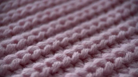 Close Pink Knitted Fabric Slider Shot Stock Footage 234437638