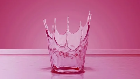 Close-up pink liquid splash. 3d slow motion Stock Footage 74734108