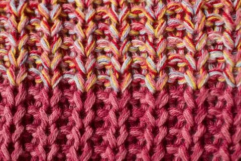 Close-Up Of Pink Yarn Knit Pattern Foto stock
