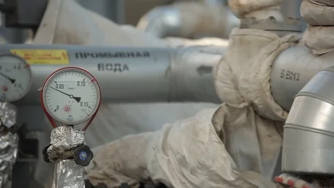 Close-up of pipelines and manometers Video stock 114056622