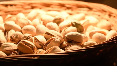 Close up of pistachios rotating on dolly. 4K Ultra HD video Stock Footage 88429981