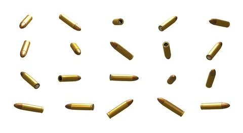 Close up pistol bullets set Stock Illustration