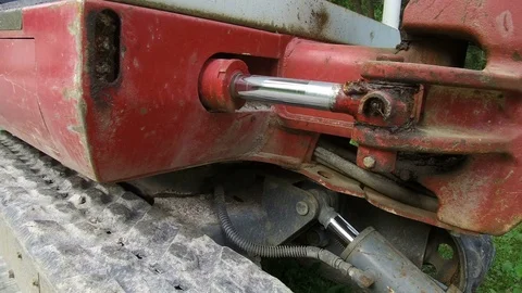 Close Up Piston, excavator Video stock 80640075
