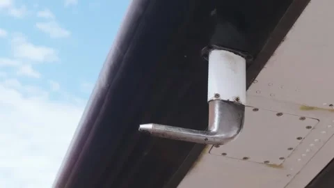Close Up of Pitot Tube Under Wing of small general aviation airplane. Ground Stock Footage 334653175