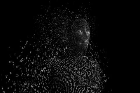 Close-up of pixelated 3d man Stock Illustration