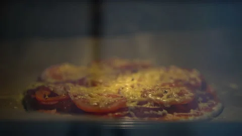 Close up pizza baked in the oven Stock Footage 148653650
