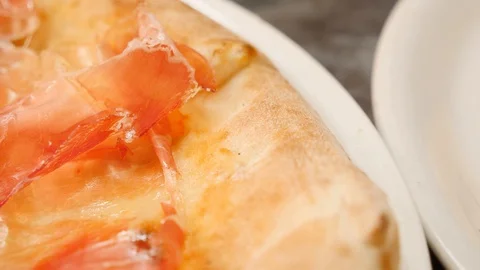 Close up of pizza crust  Stock Footage 86902683
