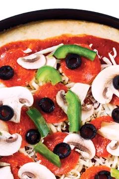 Close up of pizza with toppings Stock Photos