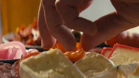 Close up placing salmon onto slice of bread with dip Stock Footage 89994064
