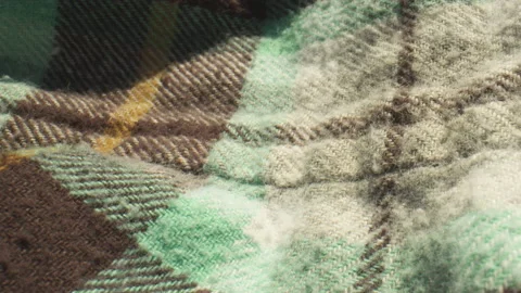 Close-up of plaid pattern, flannel fabric. Stock Footage 135048623