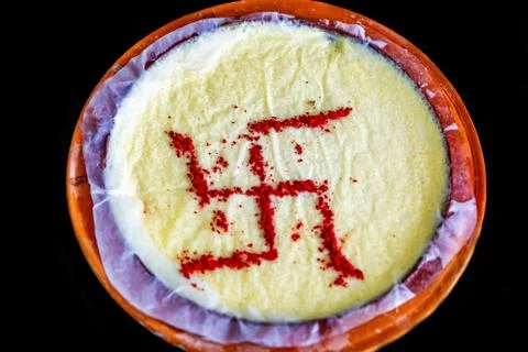 Close up of plain curd or yogurt or dahi Stock Photos